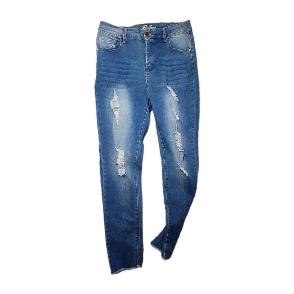 AQ Jeans Cropped Denim Women's Size 11 Blue High Rise 5-Pocket Fringed 30x30
